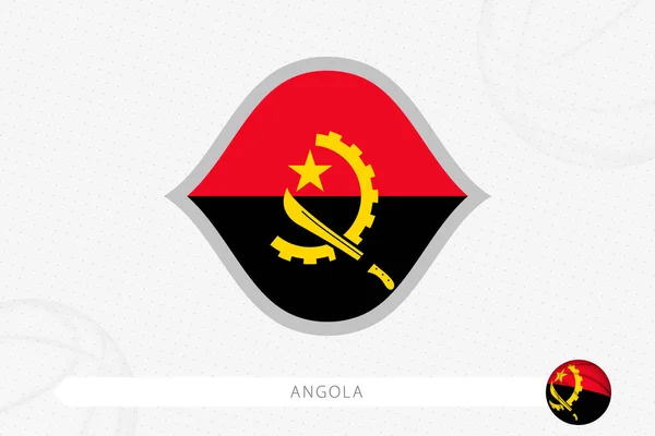 Angola Vlag Voor Basketbal Competitie Grijze Basketbal Achtergrond — Stockvector