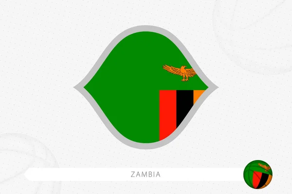 Zambia Bandiera Competizione Basket Sfondo Grigio Basket — Vettoriale Stock