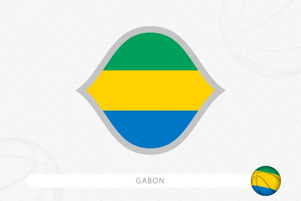 Flaga Gabonu Konkursu Koszykówki Szarym Tle Koszykówki — Wektor stockowy