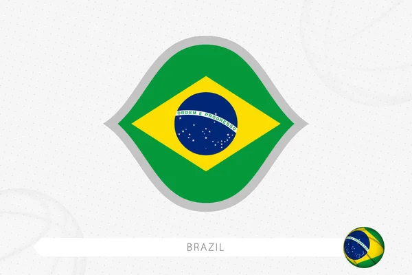 Bandeira Brasil Para Competição Basquete Fundo Basquete Cinza — Vetor de Stock