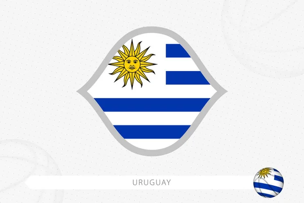 Прапор Уругваю Баскетбольному Майданчику Сірому Баскетбольному Тлі — стоковий вектор