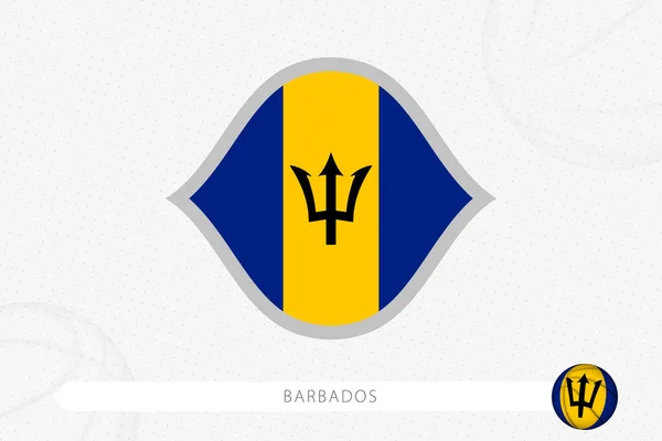 Barbados Vlag Voor Basketbal Competitie Grijze Basketbal Achtergrond — Stockvector