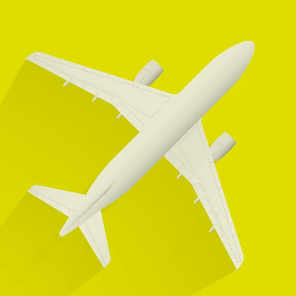 Vliegtuig Met Schaduw Kalk Kleur Achtergrond Eenvoudig Vliegtuigontwerp Vectorvlak — Stockvector