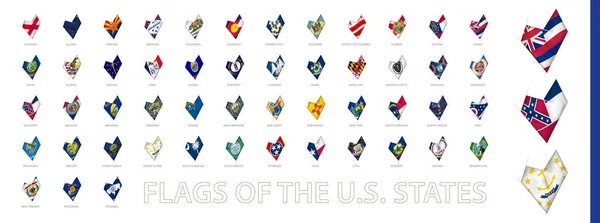 Estados Unidos Bandeiras Ícones Forma Coração Bandeiras Estado Dos Eua — Vetor de Stock