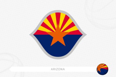 Arizona bayrağı gri basketbol arka planında basketbol yarışması için.