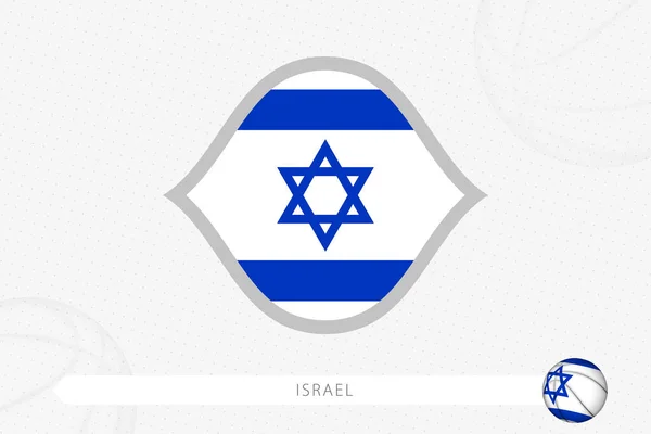 Israel Vlag Voor Basketbal Competitie Grijze Basketbal Achtergrond — Stockvector