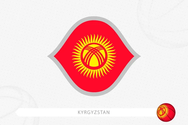 灰色のバスケットボールの背景にバスケットボールの競争のためのキルギスの旗 — ストックベクタ