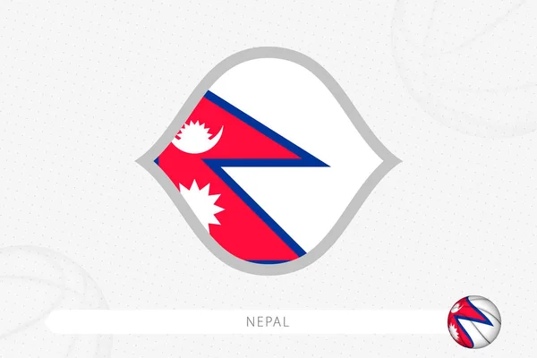 Nepál Zászló Kosárlabda Verseny Szürke Kosárlabda Háttér — Stock Vector