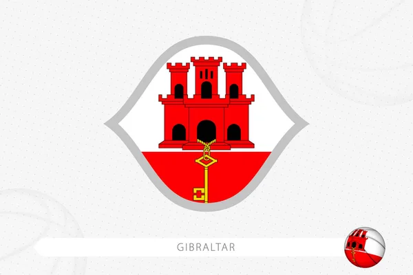 Gibraltári Zászló Kosárlabda Verseny Szürke Kosárlabda Háttér — Stock Vector