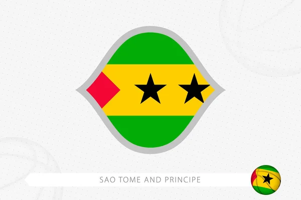 Bandeira São Tomé Príncipe Para Competição Basquete Fundo Basquete Cinza — Vetor de Stock