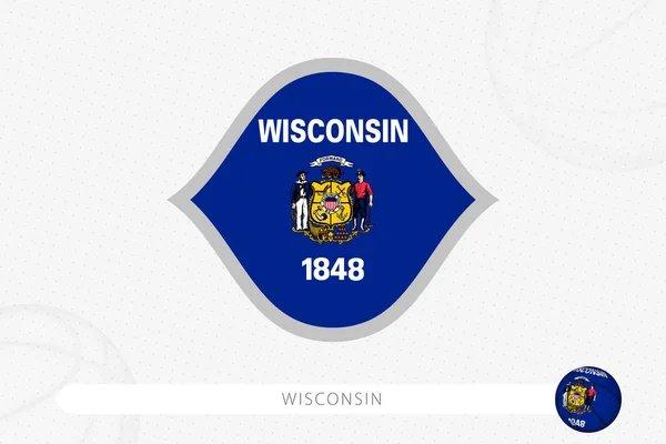 Bandera Wisconsin Para Competición Baloncesto Sobre Fondo Gris — Vector de stock