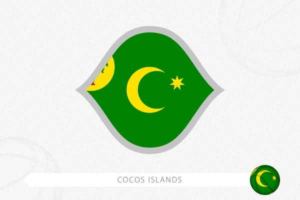 Cocos Islands Flagga För Basket Tävling Grå Basket Bakgrund — Stock vektor