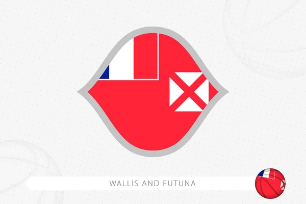 Bandera Wallis Futuna Para Competición Baloncesto Sobre Fondo Gris Baloncesto — Archivo Imágenes Vectoriales