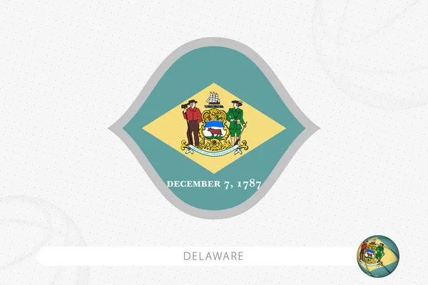 Σημαία Delaware Για Τους Αγώνες Μπάσκετ Γκρι Φόντο Μπάσκετ — Διανυσματικό Αρχείο
