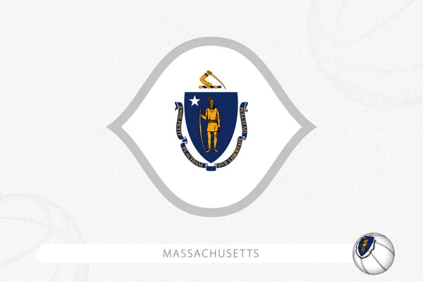 Massachusetts Flagge Für Basketball Wettbewerb Auf Grauem Basketballhintergrund — Stockvektor