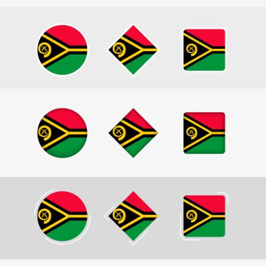 Vanuatu bayrak simgeleri ayarlandı, Vanuatu vektör bayrağı.