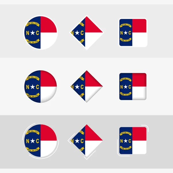 Conjunto Iconos Bandera Carolina Del Norte Bandera Vectorial Carolina Del — Archivo Imágenes Vectoriales