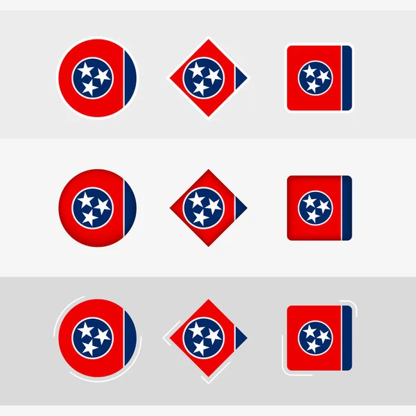 Tennessee Vlag Pictogrammen Ingesteld Vector Vlag Van Tennessee — Stockvector