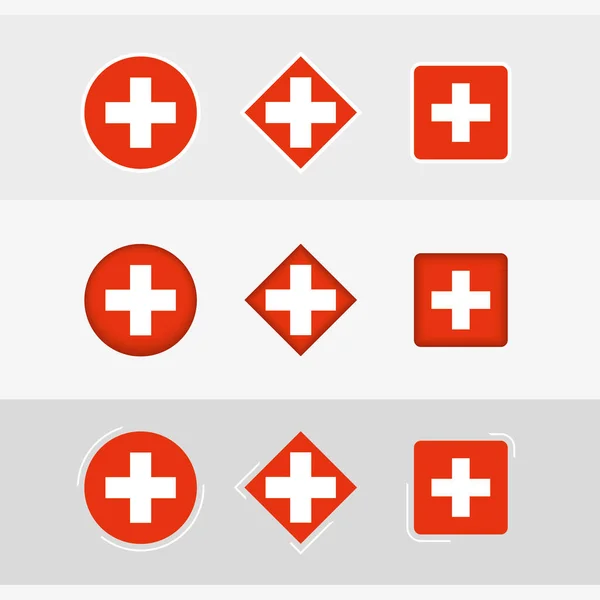 Набор Значков Флага Швейцарии Векторный Флаг Швейцарии — стоковый вектор