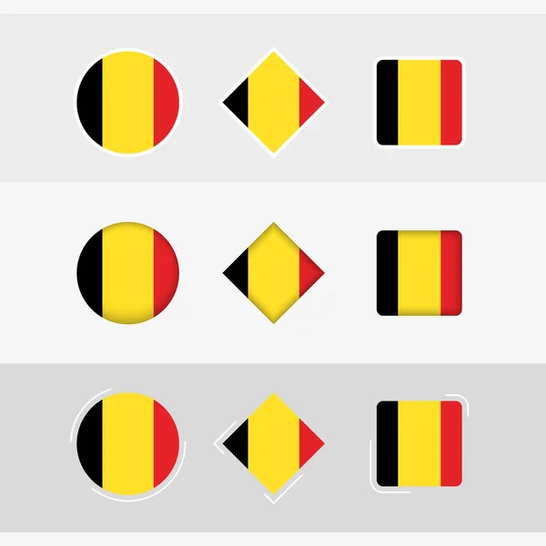 Belgien Flaggensymbole Gesetzt Vektorfahne Von Belgien — Stockvektor