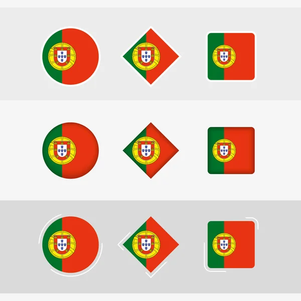 Sada Ikon Vlajky Portugalska Vektorová Vlajka Portugalska — Stockový vektor