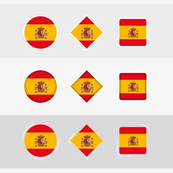 Espanha Conjunto Ícones Bandeira Bandeira Vetorial Espanha — Vetor de Stock