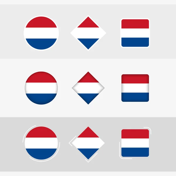 Zestaw Ikon Flagi Niderlandów Flaga Wektora Niderlandów — Wektor stockowy