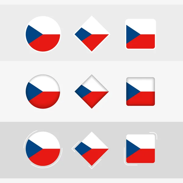 República Checa Conjunto Ícones Bandeira Bandeira Vetorial República Checa —  Vetores de Stock