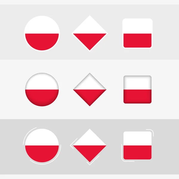 Polonia Conjunto Iconos Bandera Vector Bandera Polonia — Archivo Imágenes Vectoriales