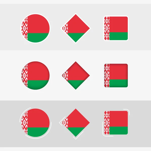 Sada Ikon Vlajky Běloruska Vektorová Vlajka Běloruska — Stockový vektor
