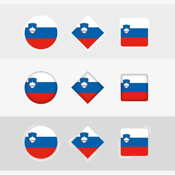 Set Iconos Bandera Eslovenia Vector Bandera Eslovenia — Archivo Imágenes Vectoriales
