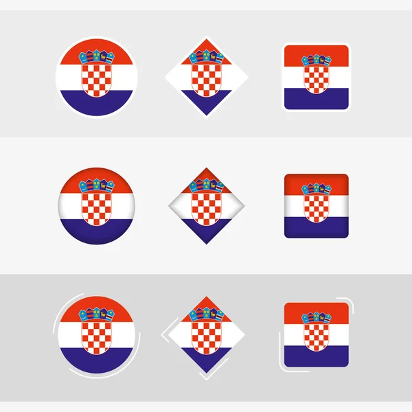Horvátország Zászló Ikonok Beállítva Vektor Zászló Horvátország — Stock Vector