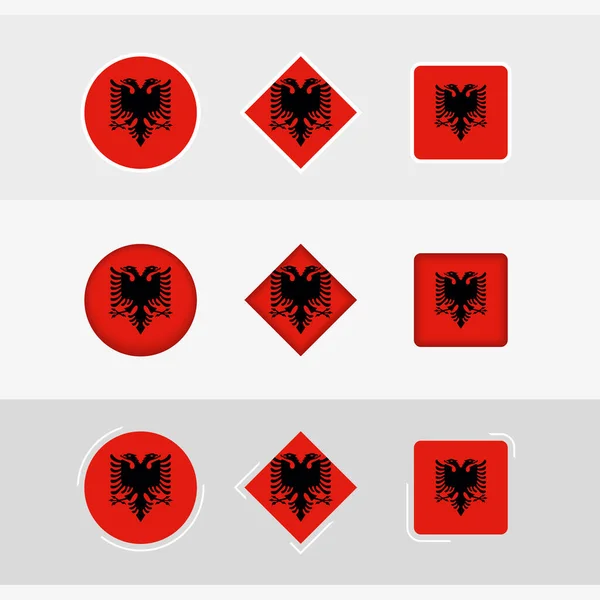 Albania Flag Icons Set Vector Flag Albania — Stock Vector