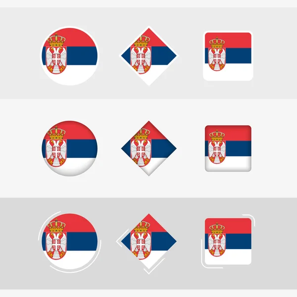 Zestaw Ikon Flagi Serbii Flaga Wektora Serbii — Wektor stockowy