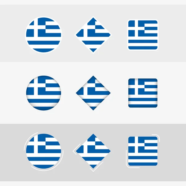 Conjunto Iconos Bandera Grecia Vector Bandera Grecia — Vector de stock