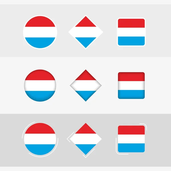 Juego Iconos Bandera Luxemburgo Bandera Vectorial Luxemburgo — Vector de stock