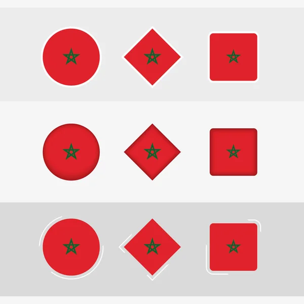 Sada Ikon Vlajky Maroka Vektorová Vlajka Maroka — Stockový vektor