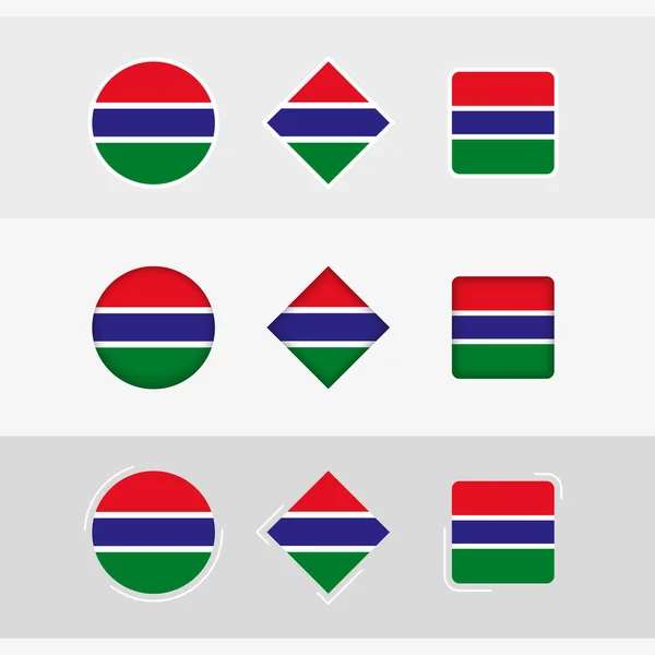 Set Icone Della Bandiera Gambia Bandiera Vettoriale Della Gambia — Vettoriale Stock