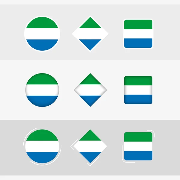 Sierra Leone Vlag Pictogrammen Ingesteld Vector Vlag Van Sierra Leone — Stockvector