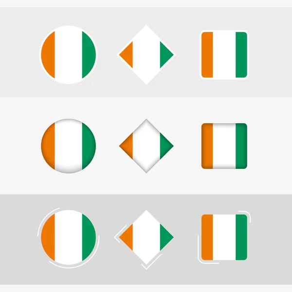 Sada Ikon Pobřeží Slonoviny Vektorová Vlajka Pobřeží Slonoviny — Stockový vektor