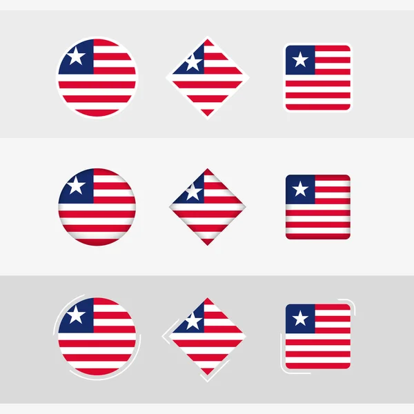 Liberia Conjunto Iconos Bandera Vector Bandera Liberia — Vector de stock