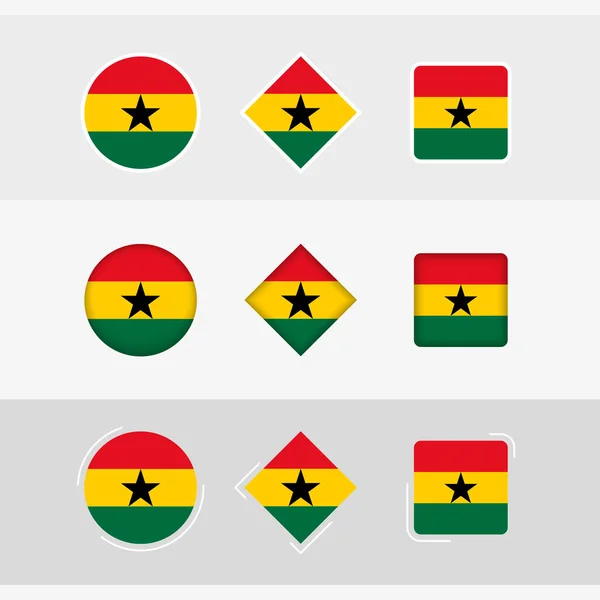 Conjunto Iconos Bandera Ghana Vector Bandera Ghana — Vector de stock