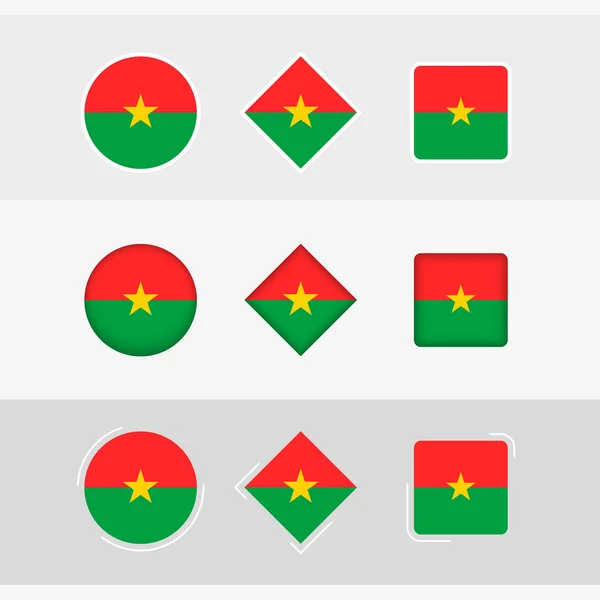 Ikony Vlajky Burkina Faso Nastaveny Vektorová Vlajka Burkina Faso — Stockový vektor