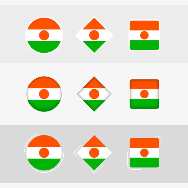 Niger Flagga Ikoner Som Vektor Flagga Niger — Stock vektor