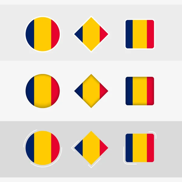 Symbole Der Tschad Flagge Gesetzt Vektor Flagge Des Tschad — Stockvektor