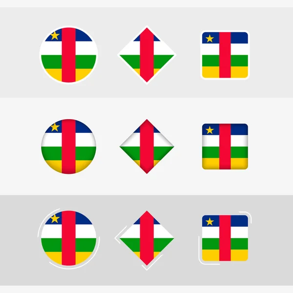 Sada Ikon Vlajky Středoafrické Republiky Vektorová Vlajka Středoafrické Republiky — Stockový vektor