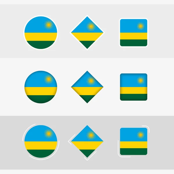 Rwanda Vlag Iconen Ingesteld Vector Vlag Van Rwanda — Stockvector
