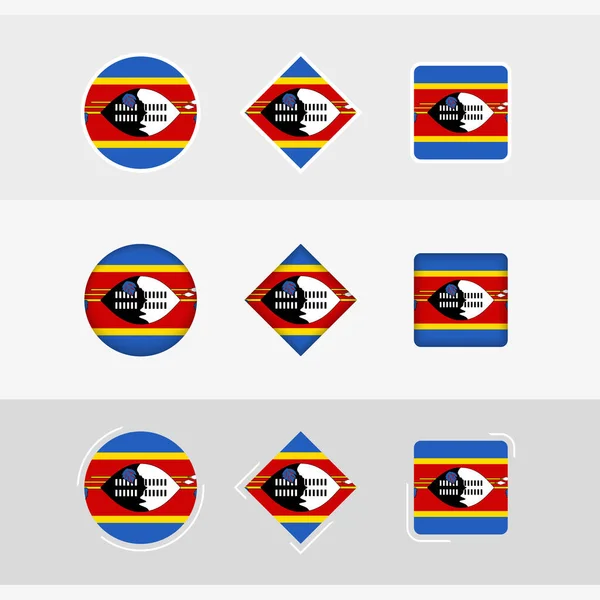 Swaziland Vlag Pictogrammen Ingesteld Vector Vlag Van Swaziland — Stockvector