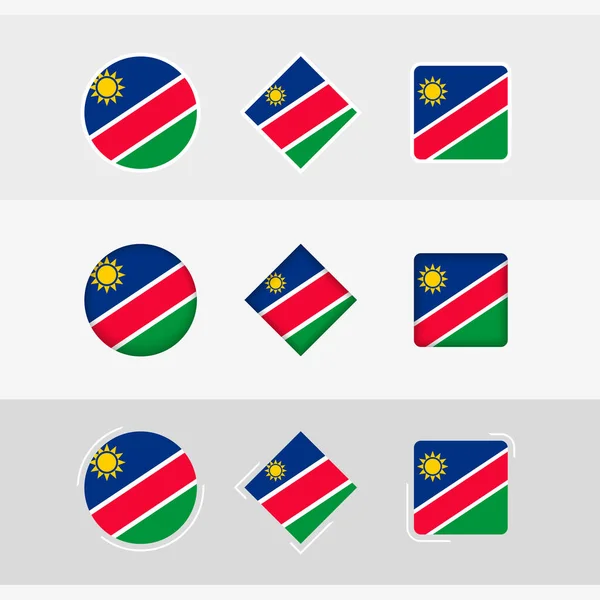 Namibijská Vlajka Nastavena Vektorová Vlajka Namibie — Stockový vektor