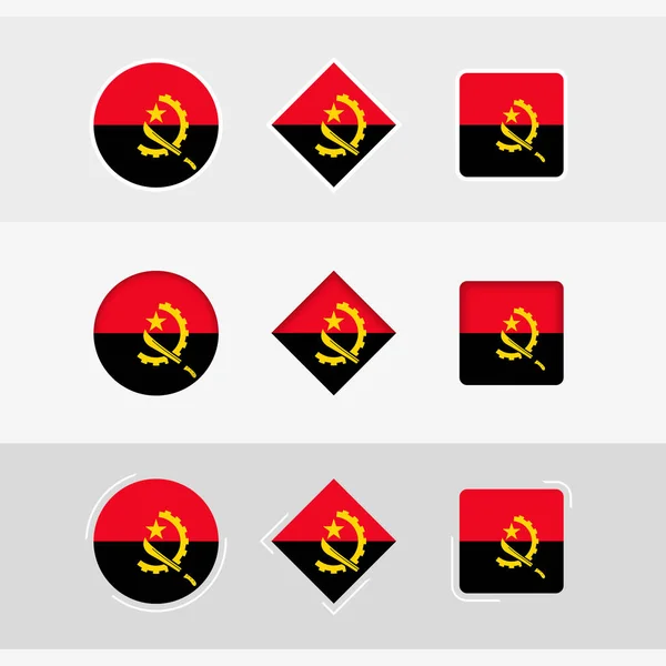 Angola Flag Icons Set Vector Flag Angola — Stock Vector